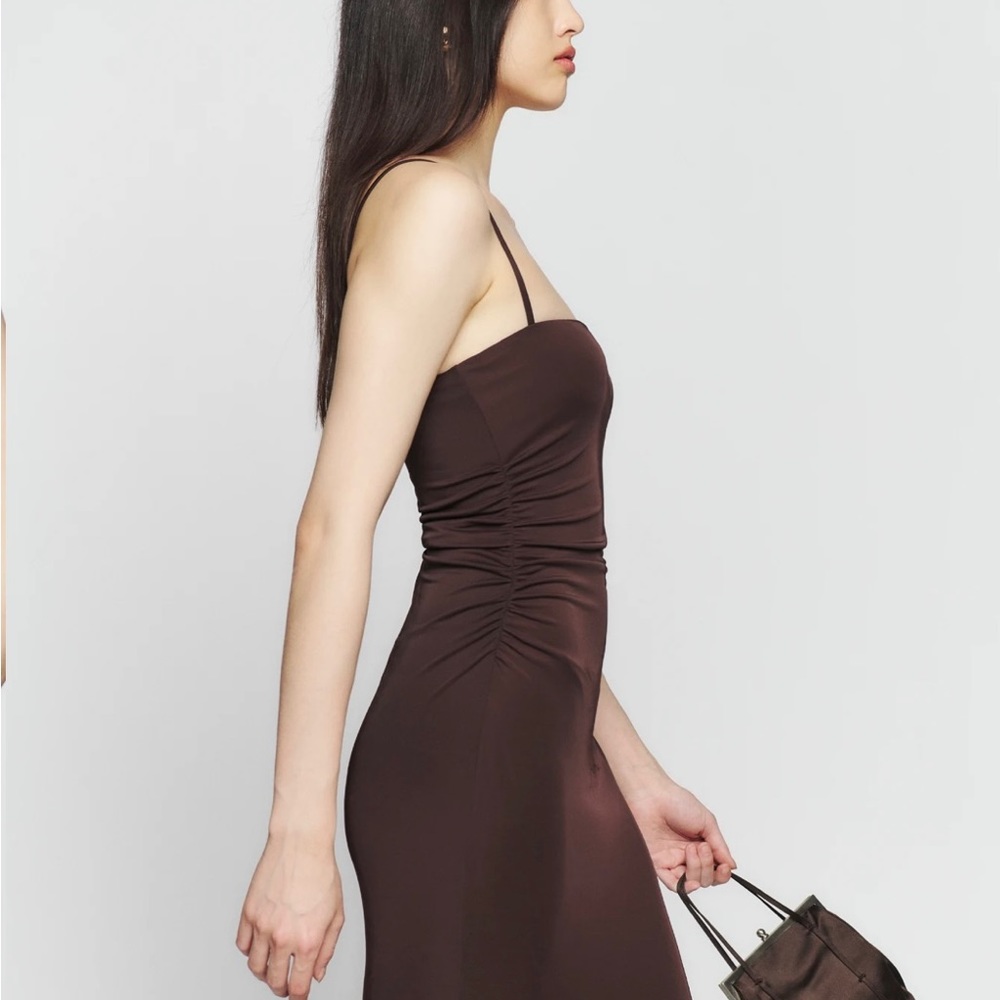 Reformation Chocolate Brown Bias Slip Gown - Picture 7 of 7